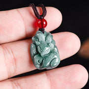 FREE Today: Good Luck Blessing Green Jade Nine-Tailed Fox Engraved Necklace Pendant FREE FREE 7