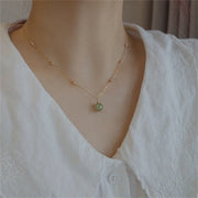 Buddha Stones 14k Gold Plated Hetian Jade Luck Beaded Necklace Pendant (Extra 35% Off | USE CODE: FS35) - image 1