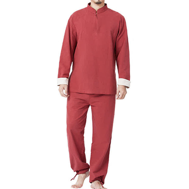 Buddha Stones Spiritual Zen Meditation Yoga Prayer Practice Cotton Linen Clothing Men's Set