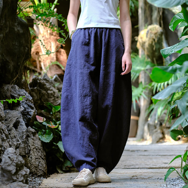 Buddha Stones Solid Color Loose Yoga Harem Pants With Pockets Harem Pants BS 20