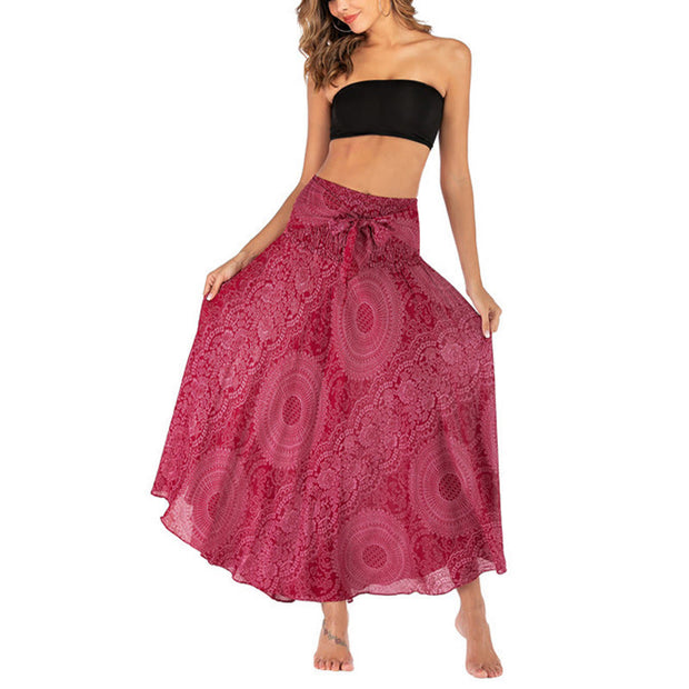 Buddha Stones Two Style Wear Boho Compass Rose Flower Skirt Dress