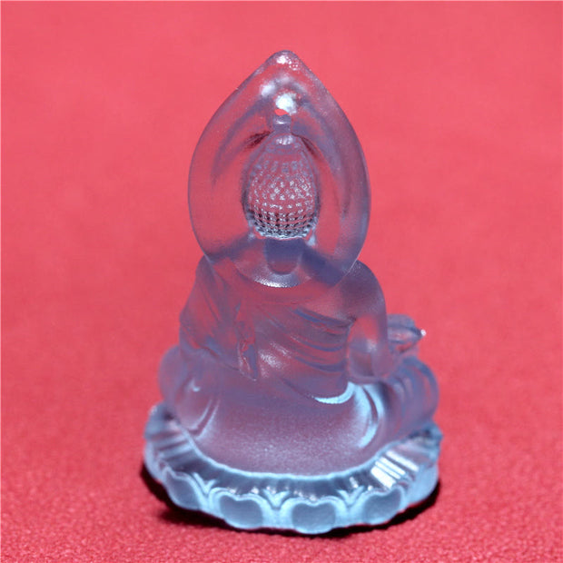 Buddha Stones Blue Tathagata Buddha Medicine Buddha Liuli Crystal Serenity Amulet Necklace Pendant Necklaces & Pendants BS 10