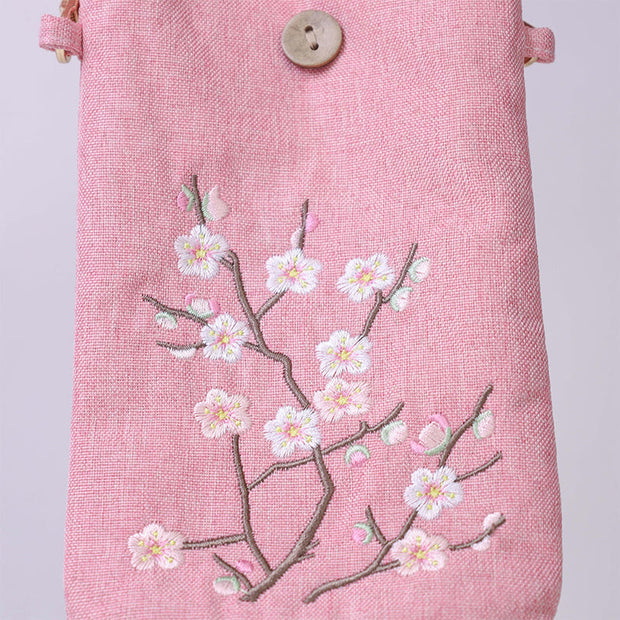 Buddha Stones Small Embroidered Flowers Crossbody Bag Shoulder Bag Cellphone Bag 11*20cm 12
