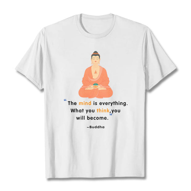 Buddha Stones The Mind Is Everything Meditation Buddha Tee T-shirt T-Shirts BS White 2XL