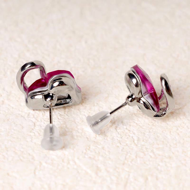 Natural Various Gemstone Birthstone Crystal Love Stud Earrings