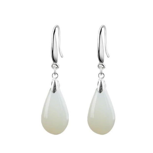 Buddha Stones Hetian White Jade Water Drop Luck Blessing Dangle Earrings (Extra 30% Off | USE CODE: FS30) - image 9