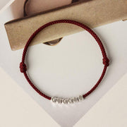 Buddha Stones 925 Sterling Silver Red String Braid Bracelet Anklet Bracelet Anklet BS Anklet (Anklet Circumference 18-21cm) Wine Red