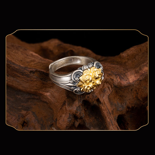 Buddha Stones 925 Sterling Silver Tibetan Skull Protection Adjustable Ring Ring BS 5