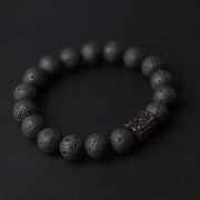 Buddha Stones Lava Rock Ebony Wood Tiger Eye Healing Bracelet