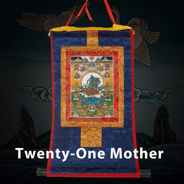 Buddha Stones Tibetan Framed Thangka Blessing Protection Decoration (Extra 30% Off | USE CODE: FS30) - Twenty-One Mother - image 6