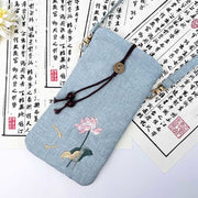Buddha Stones Small Embroidered Flowers Crossbody Bag Shoulder Bag Cellphone Bag 11*20cm 40