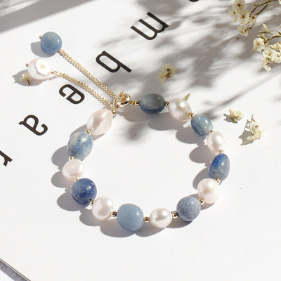 Buddha Stones Natural Blue Aventurine Crystal Pearl Bead Healing Bracelet (Extra 35% Off | USE CODE: FS35) - Blue Aventurine - image 0