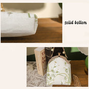 Buddha Stones Calla Embroidery Metal Handle Handbag Crossbody Bag Crossbody Bag&Handbags BS 6