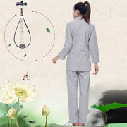 Buddha Stones Zen Practice Yoga Meditation Prayer V-neck Design Uniform Cotton Linen Clothing Women's Set Clothes BS 9