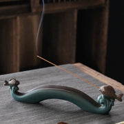 Buddha Stones Double Koi Fish Mountain Healing Ceramic Stick Incense Burner Decoration Incense Burner BS 4