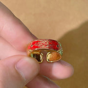 Buddha Stones Five Scriptures Copper Healing Ring Ring BS 3