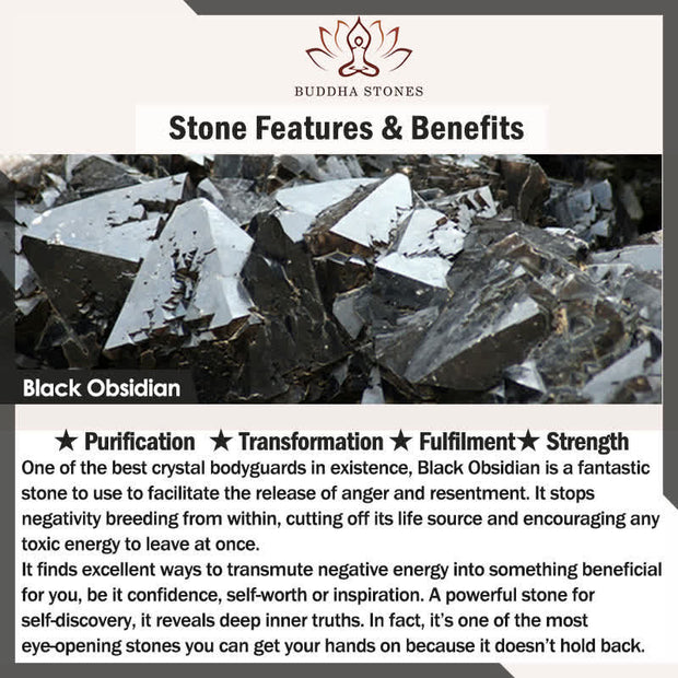 Buddha Stones "Sending Balance and Protection" Obsidian Yin Yang Necklace Includes Gift Message Card - image 12