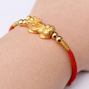 Buddha Stones 24K Gold-Plated PiXiu Luck Red String Bracelet Bracelet BS 10