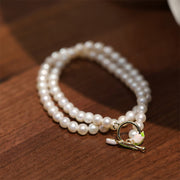 Buddha Stones Natural Pearl Tulip Flower Healing Necklace Pendant Bracelet Earrings Set Bracelet Necklaces & Pendants BS 4