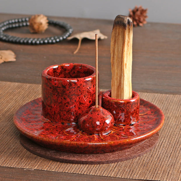 Buddha Stones Burning Sage Smudging Ceramic Holder Palo Santo Incense Burner Meditation Rituals Use Items