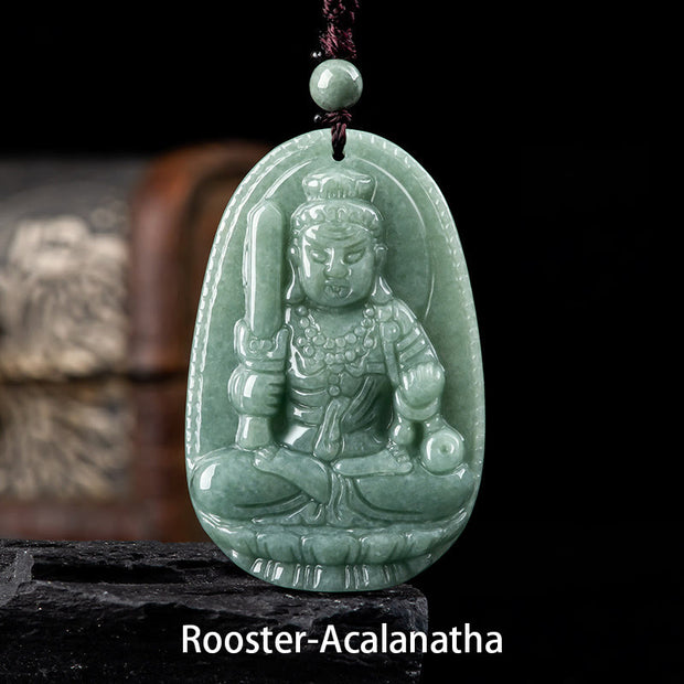 Buddha Stones Chinese Zodiac Natal Buddha Natural Jade Wealth Prosperity Necklace Pendant (Extra 30% Off | USE CODE: FS30) - Rooster-Acalanatha - image 20
