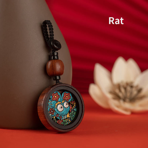 Buddha Stones Year Of The Dragon Hand Painted Chinese Zodiac Rosewood Carved Calm Key Chain (Extra 35% Off | USE CODE: FS35) - Rat - image 8