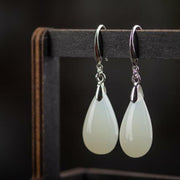 Buddha Stones Hetian White Jade Water Drop Luck Blessing Dangle Earrings (Extra 30% Off | USE CODE: FS30) - image 4
