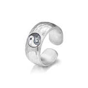 Buddha Stones Handmade 999 Sterling Silver Yin Yang Bagua Symbol Harmony Adjustable Ring Ring BS 10