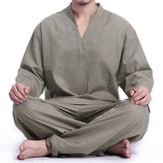 Buddha Stones Meditation Prayer Spiritual Zen Practice Yoga Clothing Men's Set Clothes BS DarkSeaGreen XXXL