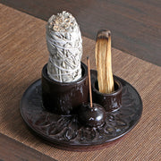 Buddha Stones Burning Sage Smudging Ceramic Holder Palo Santo Incense Burner Meditation Rituals Use Items Incense Burner BS main