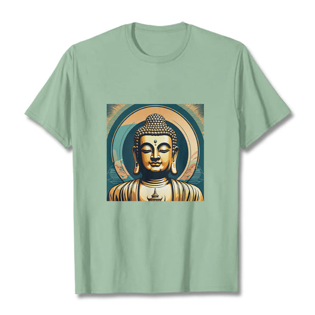 Buddha Stones Aura Golden Buddha Tee T-shirt T-Shirts BS PaleGreen 2XL