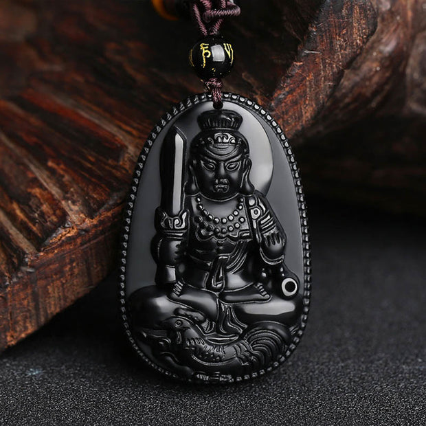 FREE Today: Eliminate Negativity Chinese Zodiac Natal Buddha Natural Black Obsidian Purification Necklace Pendant