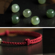 Buddha Stones Natural Cinnabar Chinese Zodiac Hetian Jade Fu Character Luck Rope Bracelet