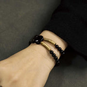 Buddha Stones Black Obsidian Gold Sheen Obsidian Strengthen Bracelet Bracelet BS 6