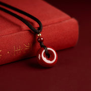 Buddha Stones Cinnabar Peace Buckle Calm Blessing Necklace Pendant (Extra 35% Off | USE CODE: FS35) - 15mm*7mm&Rope - image 1