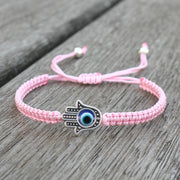 Buddha Stones Handmade Hamsa Symbol Protection Luck String Bracelet Bracelet BS Pink(Bracelet Size 16-24cm)