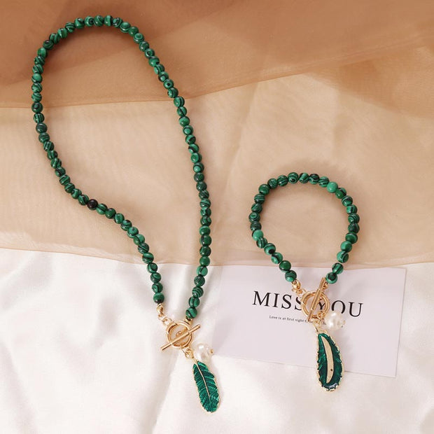 Buddha Stones Natural Malachite Calm Necklace & Bracelet (Extra 30% Off | USE CODE: FS30) - Set - image 7