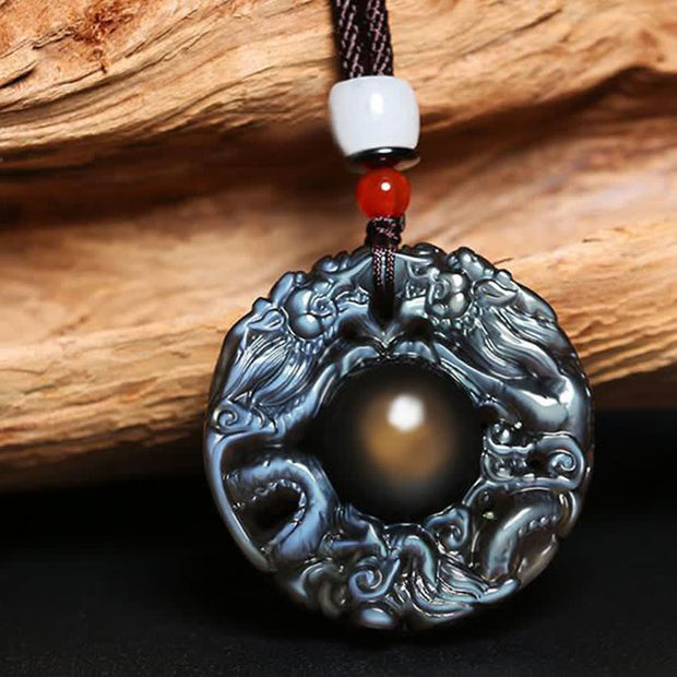 Buddha Stones Natural Gold Sheen Obsidian Rainbow Obsidian Dragon Strength Necklace Pendant (Extra 35% Off | USE CODE: FS35) - image 13
