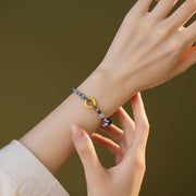Buddha Stones 999 Sterling Silver Hetian Jade Knitted Hand Rope Luck Health Bracelet 4