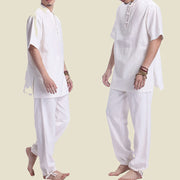 Buddha Stones Spiritual Zen Meditation Prayer Practice Cotton Linen Clothing Men's Set