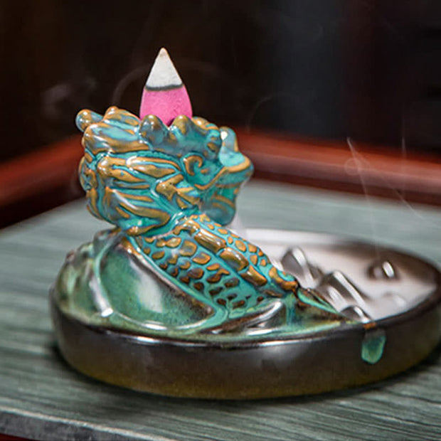 Dragon Pattern Ceramic Backflow Smoke Fountain Incense Burner Decoration (Extra 35% Off | USE CODE: FS35) - image 5