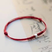 Buddha Stones 925 Sterling Silver Luck Bead Protection Red String Braided Bracelet