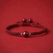 Buddha Stones Lucky Cinnabar Bead Blessing Red String Bracelet Bracelet BS Wine Red(Wrist Circumference 14-18cm)