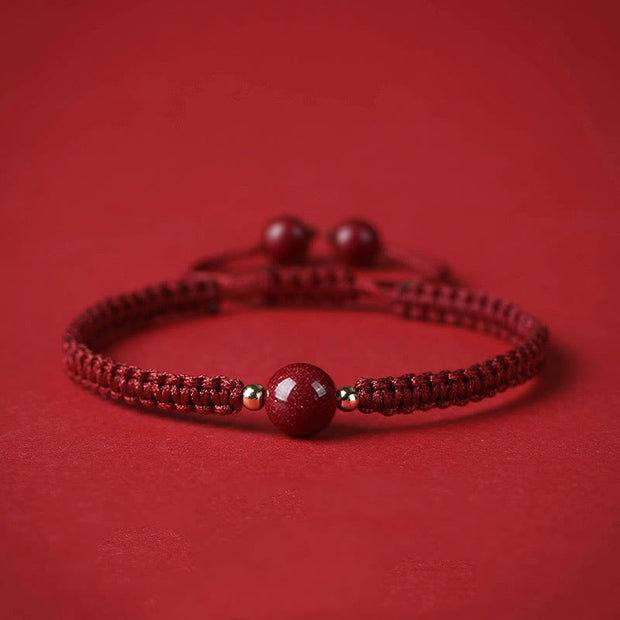 Buddha Stones Lucky Cinnabar Bead Blessing Red String Bracelet Bracelet BS Wine Red(Wrist Circumference 14-18cm)