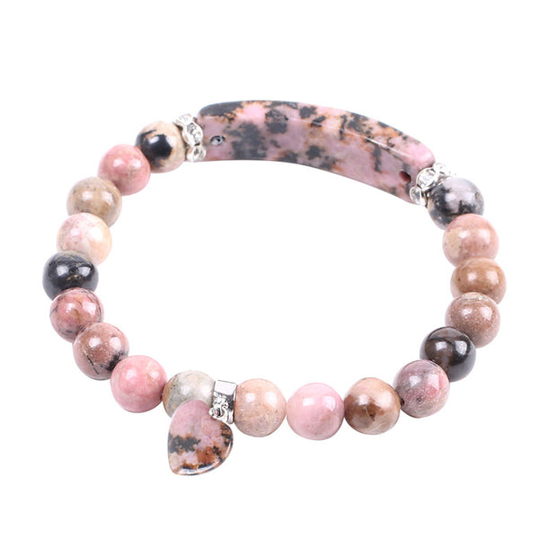Buddha Stones Rhodonite Love Heart Healing Beads Bracelet