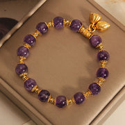 Buddha Stones Natural Amethyst Lotus Healing Spiritual Bracelet Bracelet BS 4