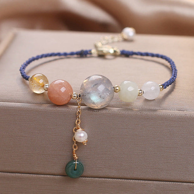 FREE Today: Absorb Positive Energy Moonstone Sunstone Beads Peace Buckle Charm Braided Bracelet