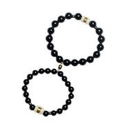 Buddha Stones Black Obsidian Jade Om Mani Padme Hum Strength Couple Magnetic Bracelet
