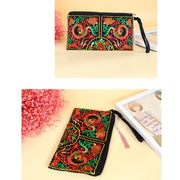 Buddha Stones Dragon Butterfly Cosmos Flower Embroidery Wallet Shopping Purse Purse BS 7