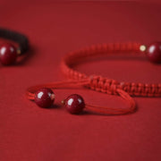 Buddha Stones Lucky Cinnabar Bead Blessing Red String Bracelet